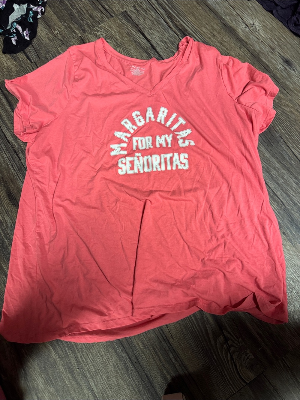 Lane Bryant Coral V‑Neck Tee with 'Margaritas for my Señoritas' Graphic